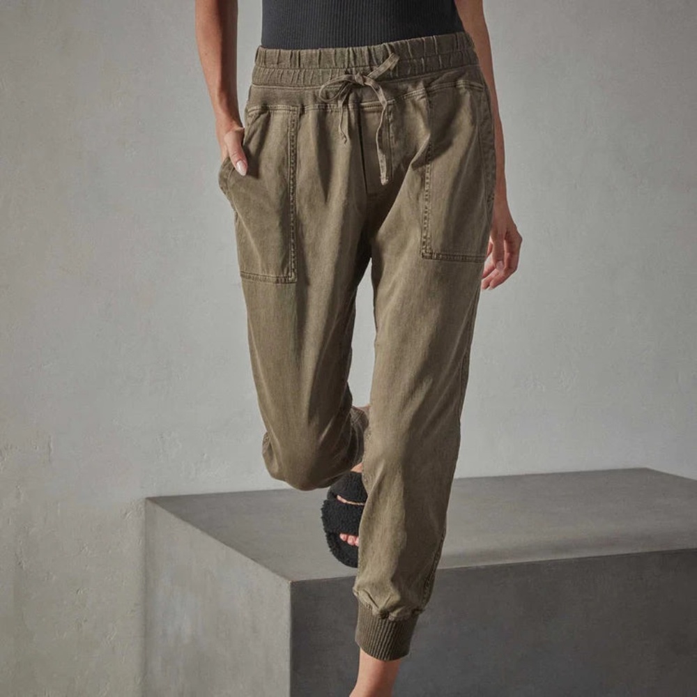 James Perse Army Green Mixed Media Pant